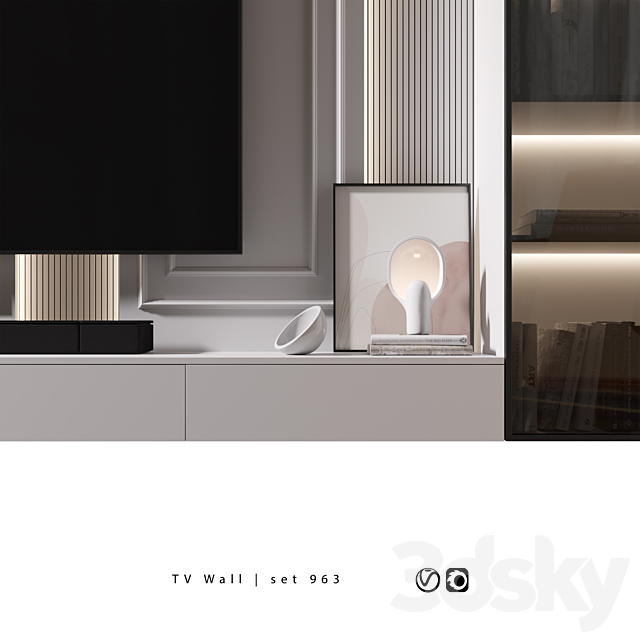 TV Wall | set 963 3DS Max Model - thumbnail 3