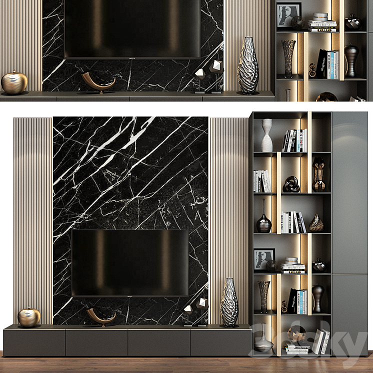 TV Wall | set a2 3DS Max Model - thumbnail 1