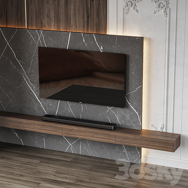 TV Wall Set Pro 01 3DS Max Model - thumbnail 3