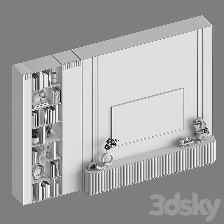 TV Wall Set TV04 3DS Max - thumbnail 2