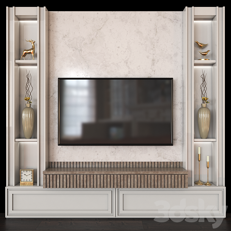 TV Wall set116 3DS Max Model - thumbnail 1