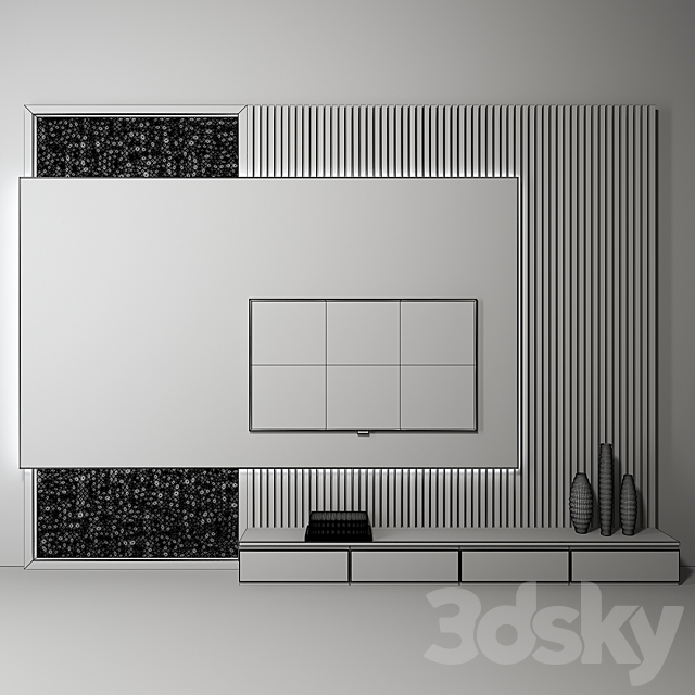 Tv wall set_ 04 3DS Max Model - thumbnail 2