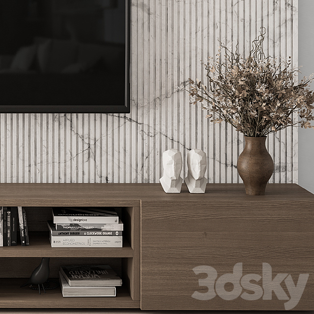 TV Wall Stone and Wood – Set 16 3DSMax File - thumbnail 4