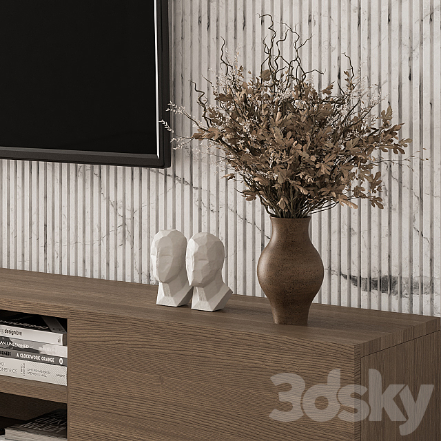 TV Wall Stone and Wood – Set 16 3DSMax File - thumbnail 6