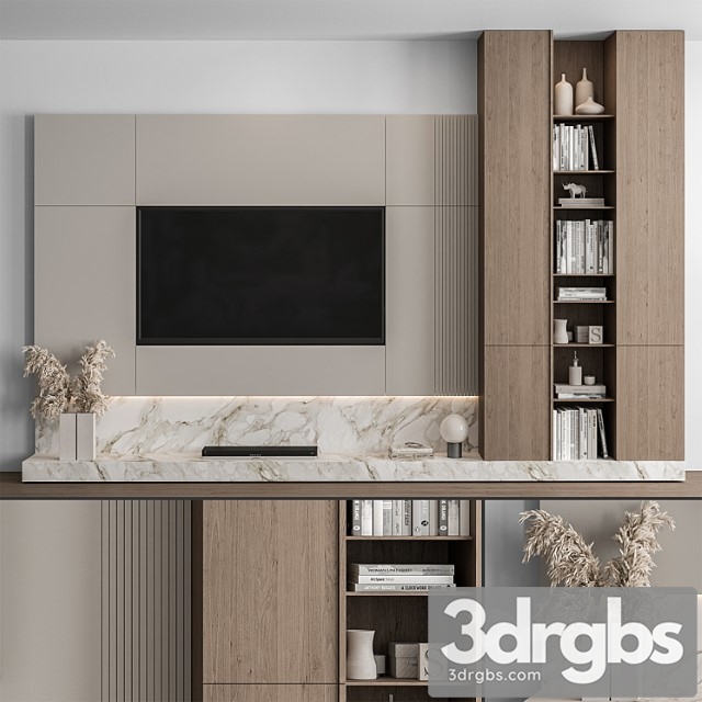 Tv wall stone and wood – set 49 - thumbnail 1