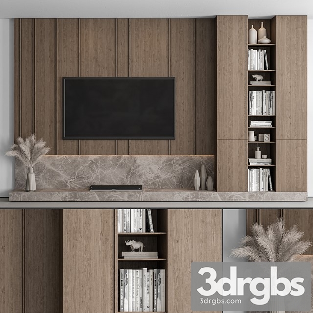 Tv wall stone and wood – set 53 - thumbnail 1