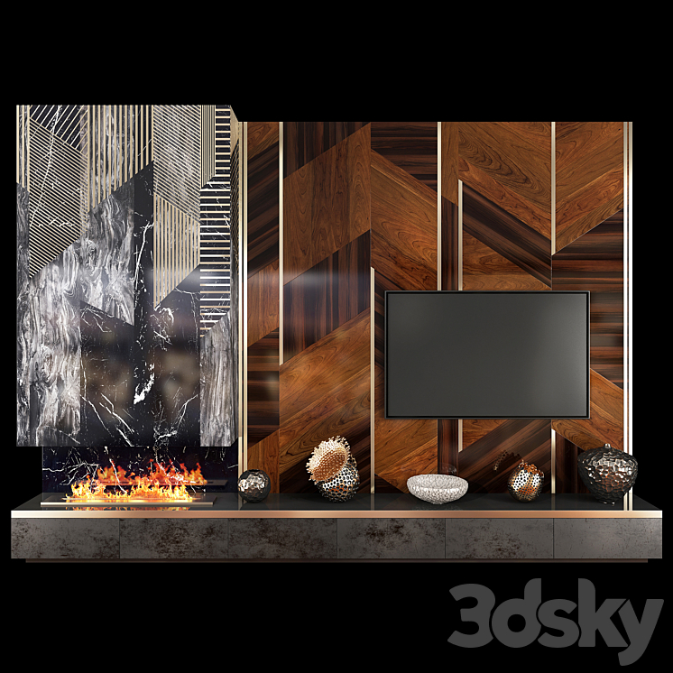 TV Wall Units set 04 3DS Max - thumbnail 1