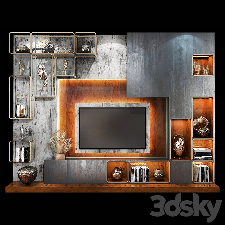 TV Wall Units set 06 3DS Max - thumbnail 1