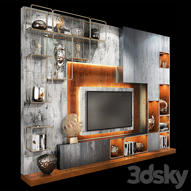 TV Wall Units set 06 3DS Max - thumbnail 2