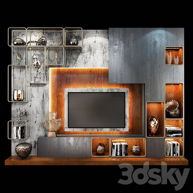 TV Wall Units set 06 3DSMax File - thumbnail 1