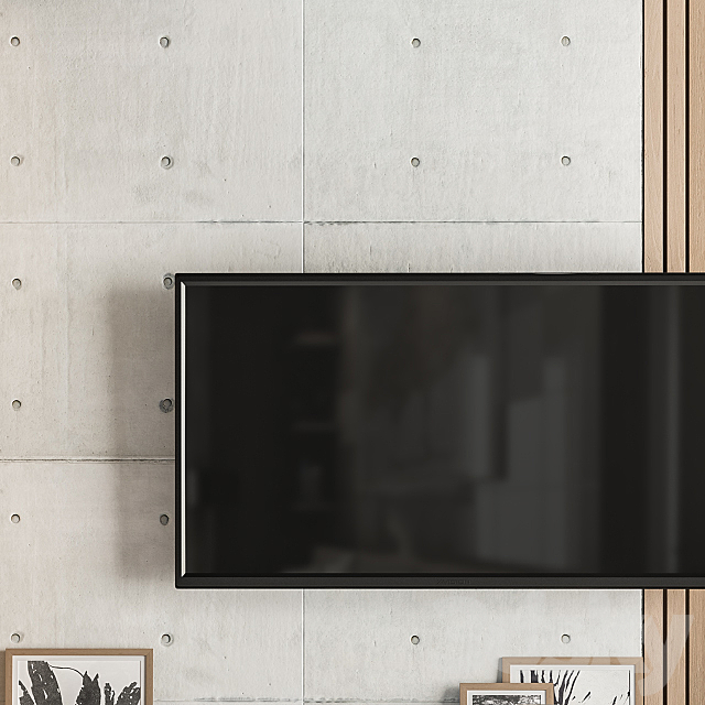 TV Wall White and Wood – Set 08 3DSMax File - thumbnail 4