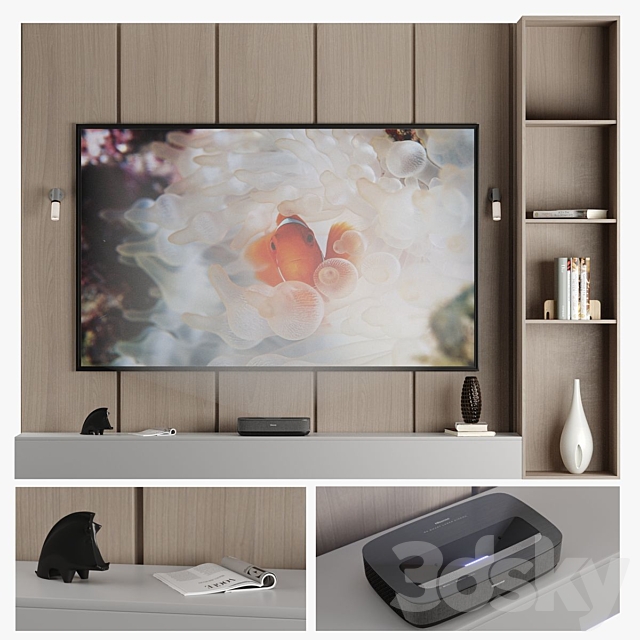 TV Wall with Hisense Laser Projector 3DS Max Model - thumbnail 2