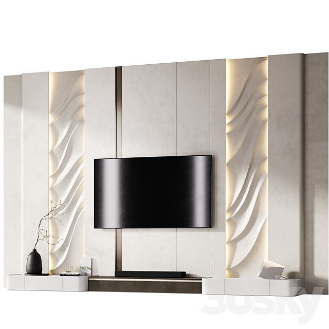 TV wall with soundbar 002 3ds Max - thumbnail 1