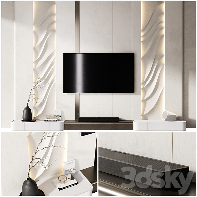 TV wall with soundbar 002 3ds Max - thumbnail 2