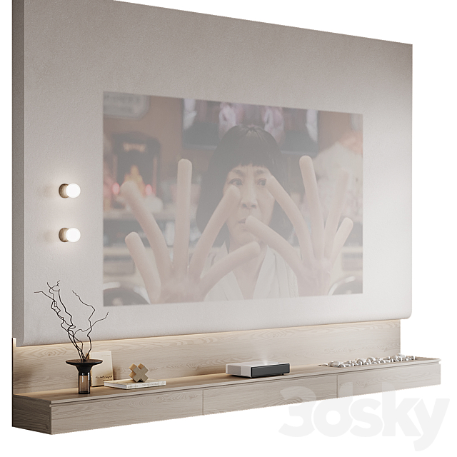 TV wall with Xiaomi laser projector 3DS Max Model - thumbnail 2