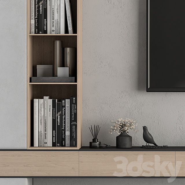 TV Wall Wood and Concrete – Set 26 3DSMax File - thumbnail 2