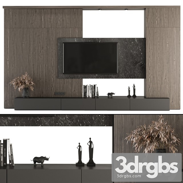 Tv wall wood and stone – set 28 - thumbnail 1