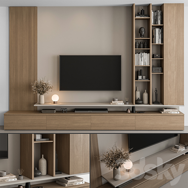 TV Wall Wooden – Set 107 3DS Max Model - thumbnail 4