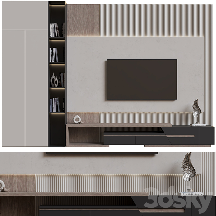 Tv wall02 3DS Max Model - thumbnail 1