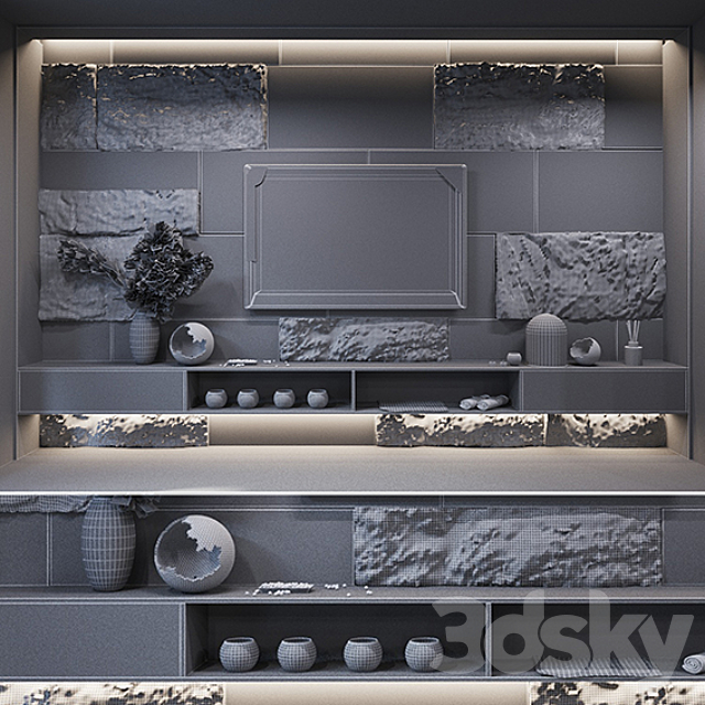 TV zone in stone 3DS Max Model - thumbnail 5