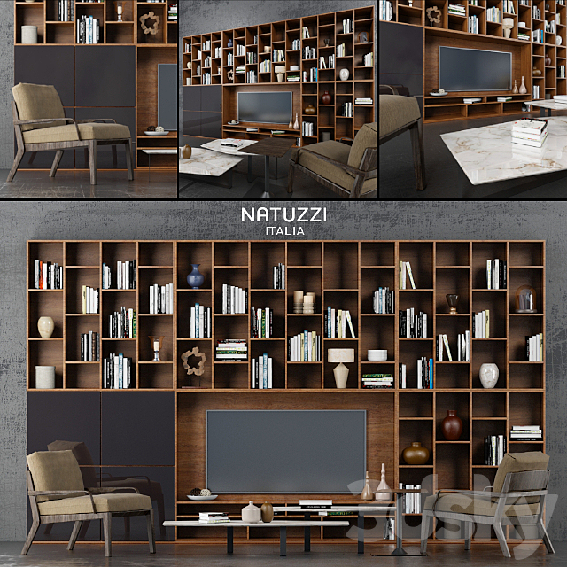 Wall + chairs Natuzzi 3DSMax File - thumbnail 1