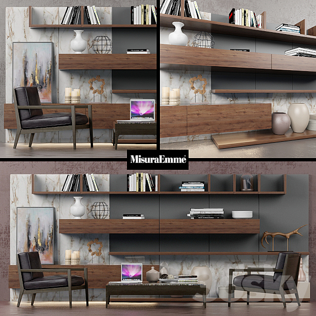 Wall Tao 10 + Armchair Quadria + Coffee table Antibes (Misuraemme set) 3ds Max - thumbnail 1