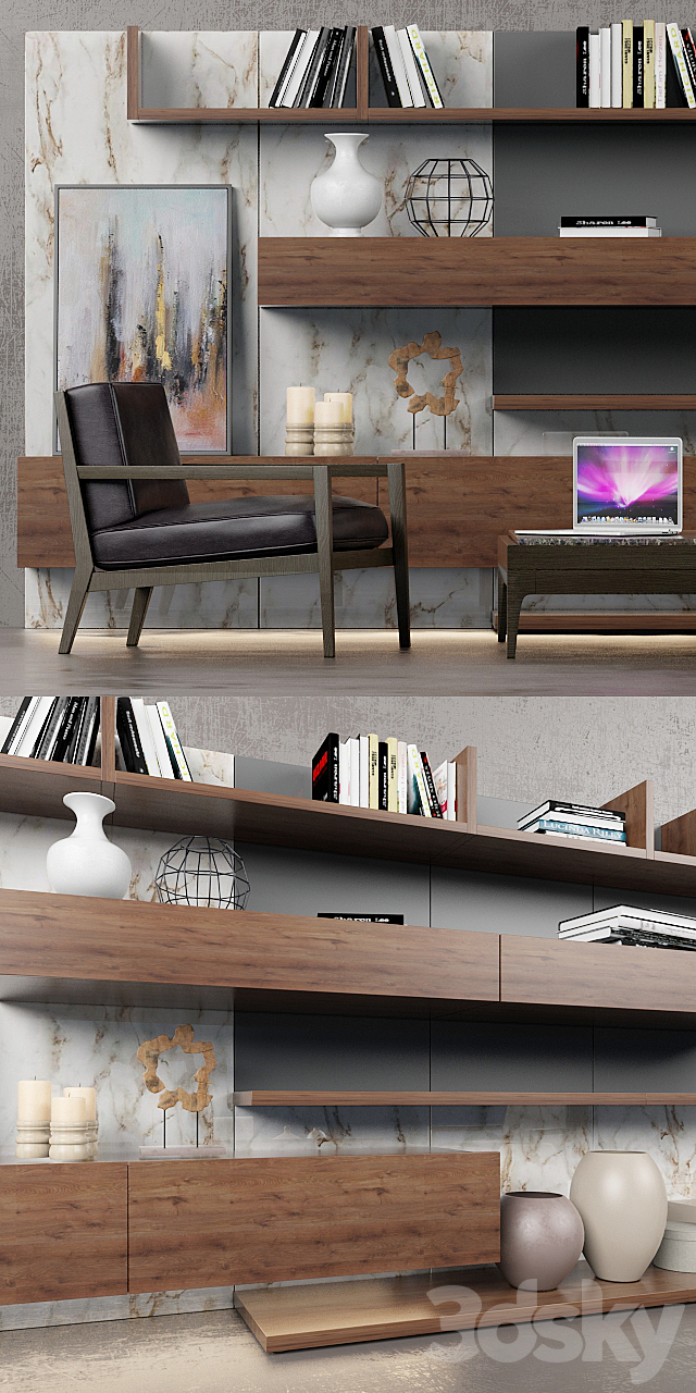 Wall Tao 10 + Armchair Quadria + Coffee table Antibes (Misuraemme set) 3ds Max - thumbnail 2