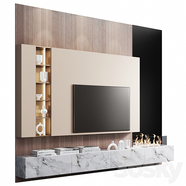 Wall Tv Set 3 3DS Max Model - thumbnail 2