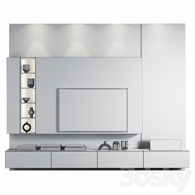 Wall Tv Set 3 3DS Max Model - thumbnail 4