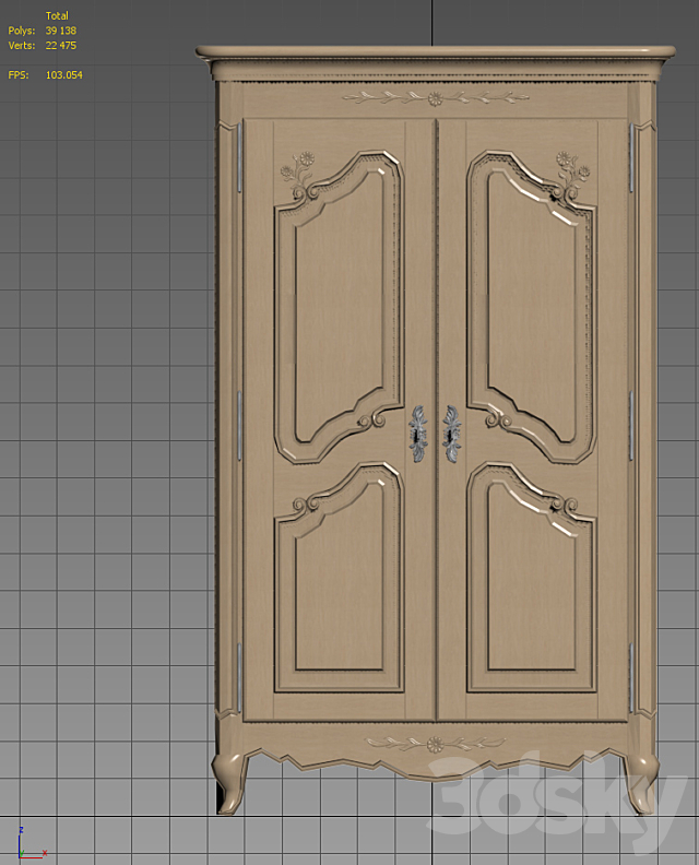 A two-door wardrobe. Chateau 3DSMax File - thumbnail 3