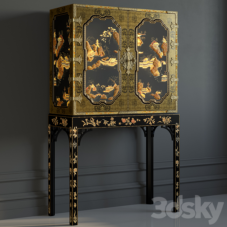 BAKER GeorgeIII Oriental Lacquer Cabinet 3DS Max - thumbnail 1