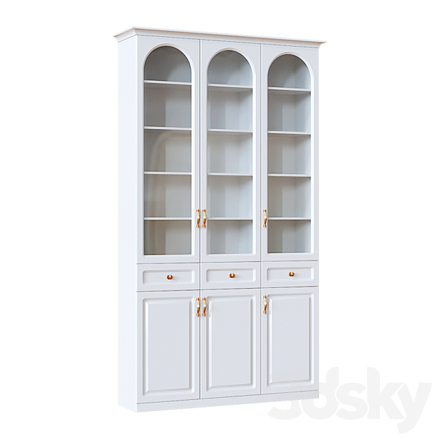 Bookcase Classic 2 white 3ds Max - thumbnail 1