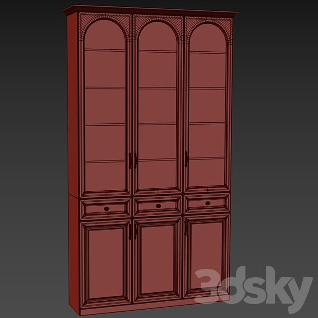 Bookcase Classic 2 white 3ds Max - thumbnail 2