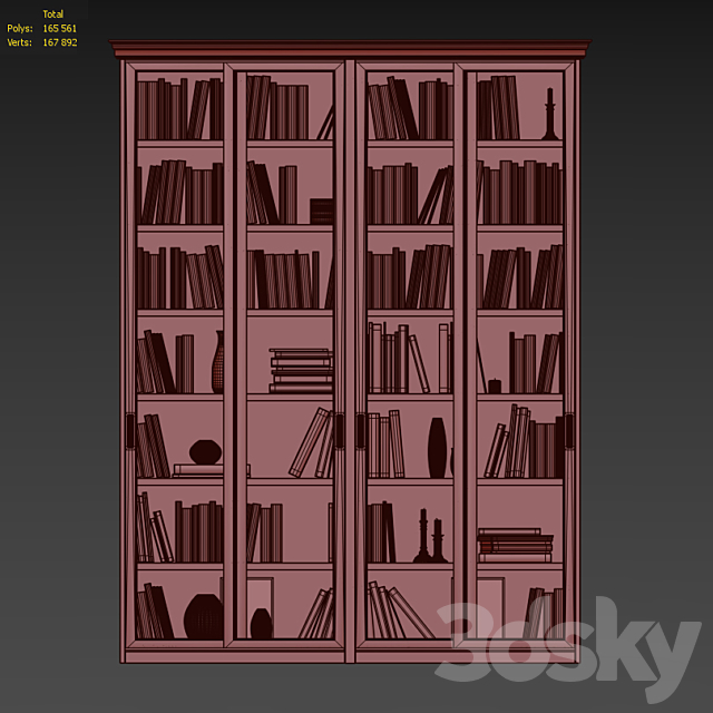 Bookcase-compartment (library) 3ds Max - thumbnail 3