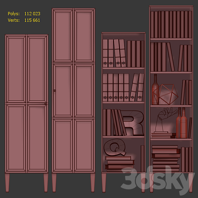 Bookcase one-door Andersen. Cabinet _ bookcase by Etg-Home 3DS Max Model - thumbnail 4