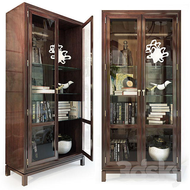 Cabinet _ Showcase Jason Glass Door Cabinet .Hickory White 3DSMax File - thumbnail 1