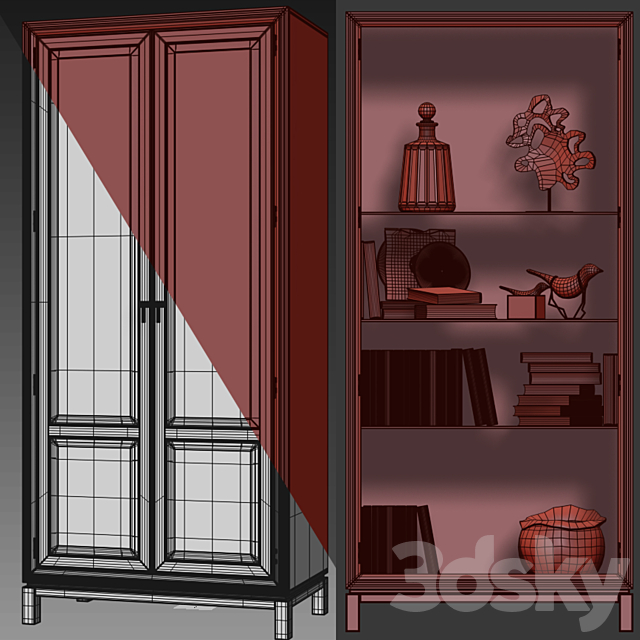 Cabinet _ Showcase Jason Glass Door Cabinet .Hickory White 3DSMax File - thumbnail 3