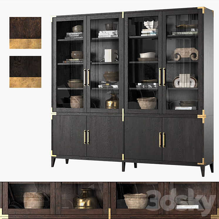 CAYDEN CAMPAIGN 4-DOOR GLASS SIDEBOARD & HUTCH (Dark) 3DS Max - thumbnail 1