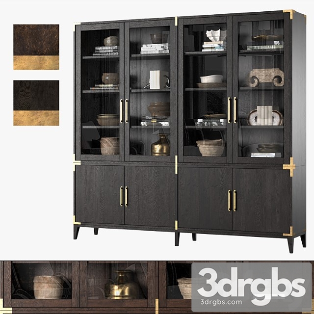 Cayden campaign 4-door glass sideboard & hutch (dark) 3dsmax Download - thumbnail 1