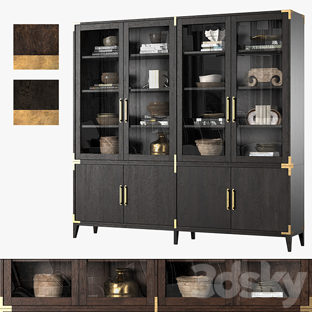 CAYDEN CAMPAIGN 4-DOOR GLASS SIDEBOARD & HUTCH (Dark) 3DSMax File - thumbnail 1