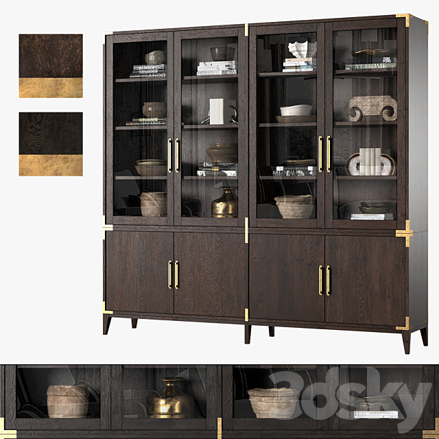 CAYDEN CAMPAIGN 4-DOOR GLASS SIDEBOARD & HUTCH (Dark) 3DSMax File - thumbnail 2