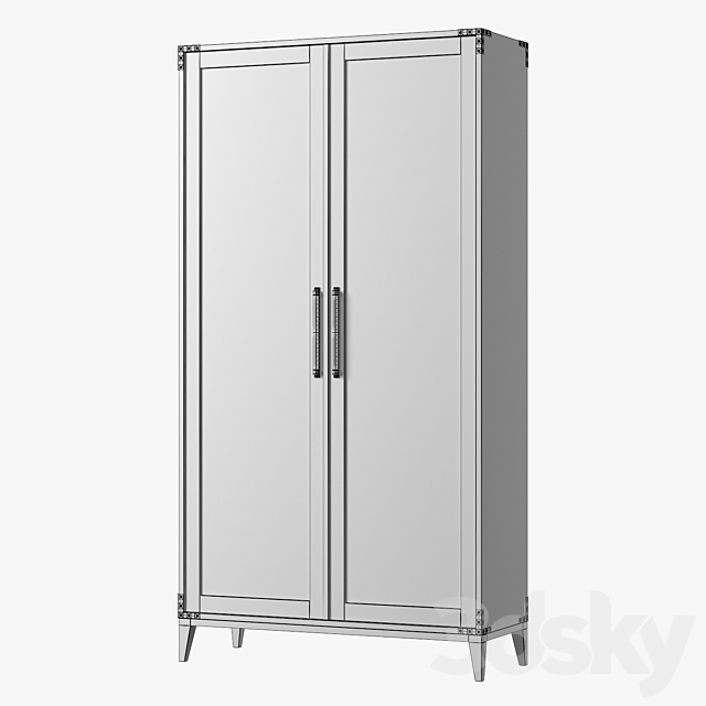 CAYDEN CAMPAIGN PANEL DOUBLE-DOOR CABINET 3ds Max - thumbnail 3