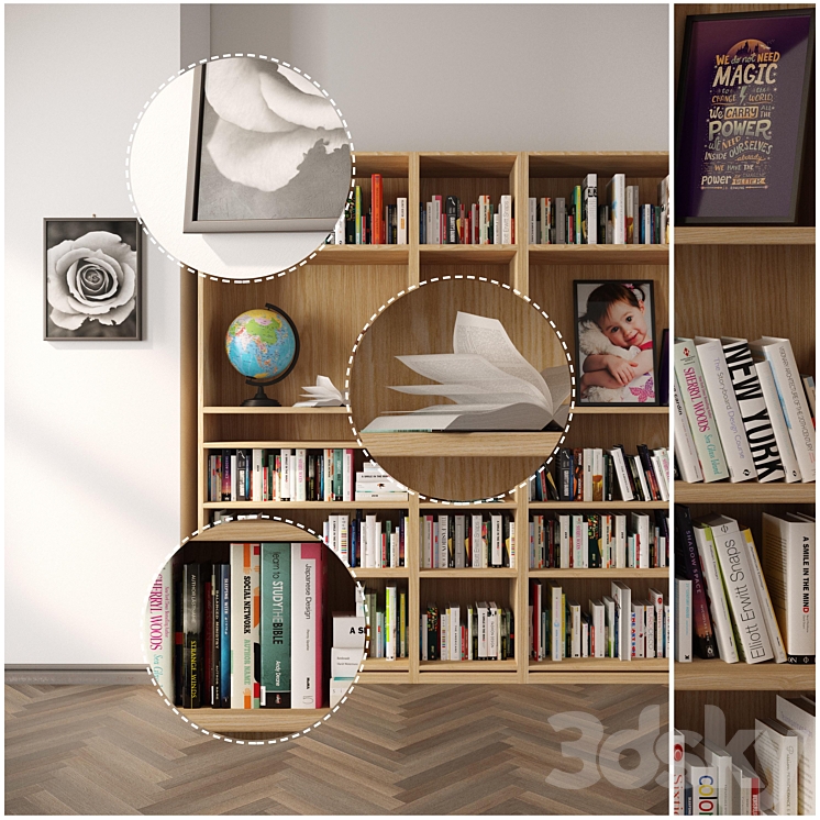 Classic Book Shelf YK2 3DS Max - thumbnail 2