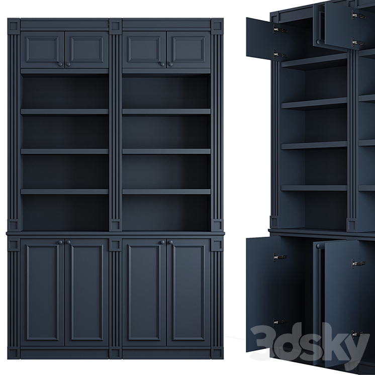 Classic Bookcase 1 3DS Max Model - thumbnail 3