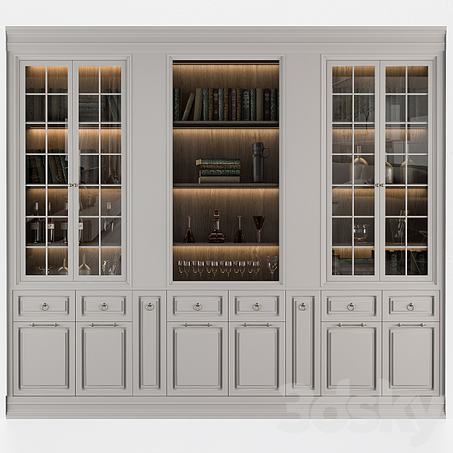 Classic Display Cabinet Cream 3ds Max - thumbnail 1