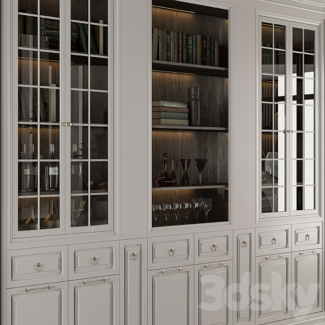 Classic Display Cabinet Cream 3ds Max - thumbnail 2