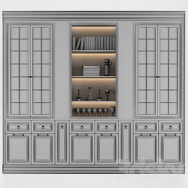 Classic Display Cabinet Cream 3ds Max - thumbnail 3