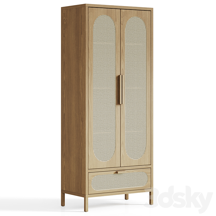 Classic Rattan & Wood Cabinet 3DS Max Model - thumbnail 1