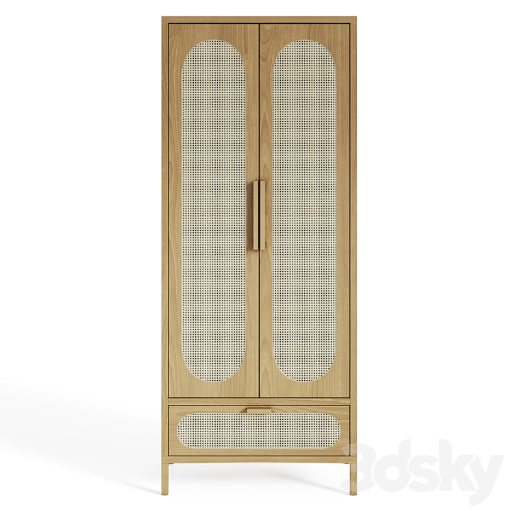 Classic Rattan & Wood Cabinet 3DS Max Model - thumbnail 2