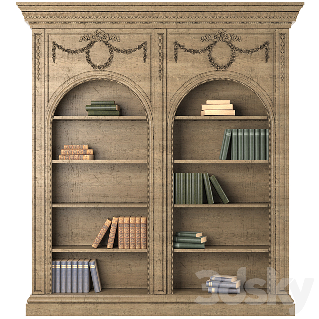 classical bookcase 3ds Max - thumbnail 1